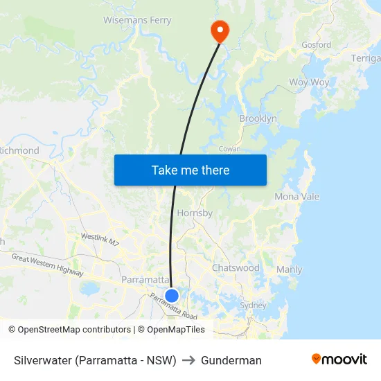 Silverwater (Parramatta - NSW) to Gunderman map