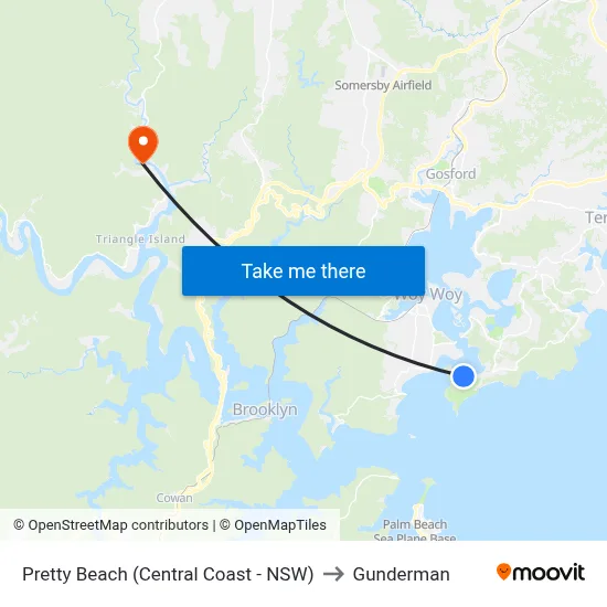 Pretty Beach (Central Coast - NSW) to Gunderman map
