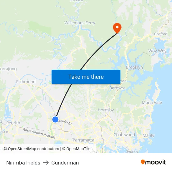 Nirimba Fields to Gunderman map