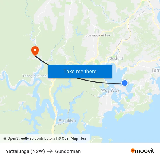 Yattalunga (NSW) to Gunderman map