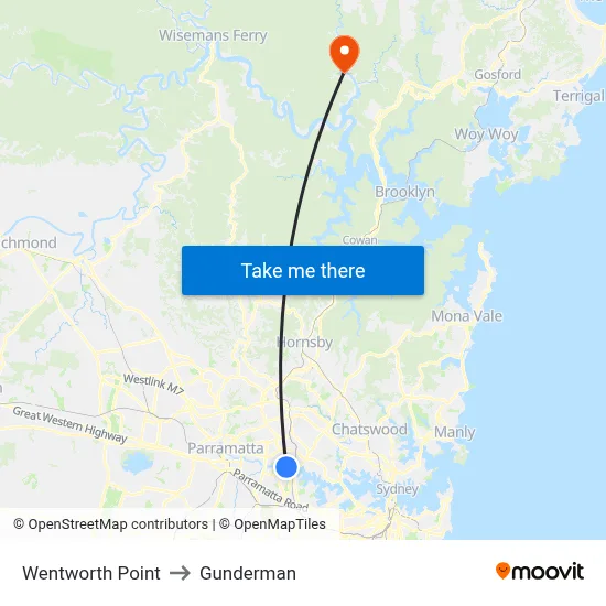 Wentworth Point to Gunderman map