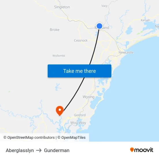 Aberglasslyn to Gunderman map
