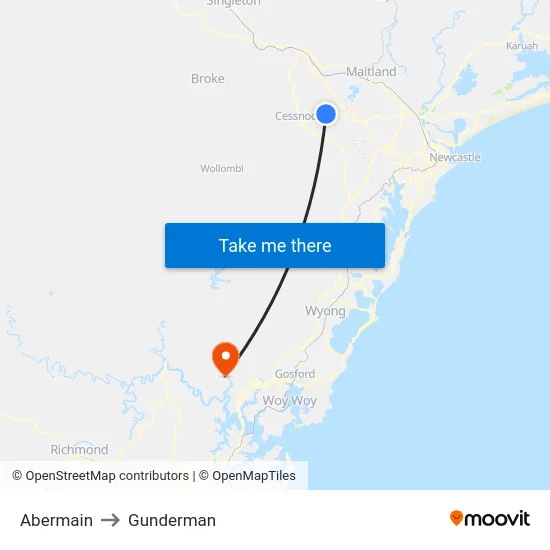 Abermain to Gunderman map