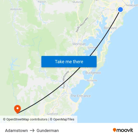 Adamstown to Gunderman map