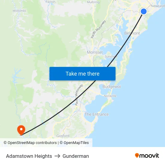 Adamstown Heights to Gunderman map