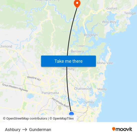 Ashbury to Gunderman map