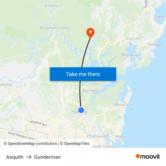 Asquith to Gunderman map