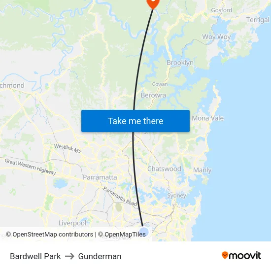 Bardwell Park to Gunderman map