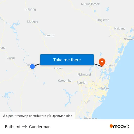Bathurst to Gunderman map
