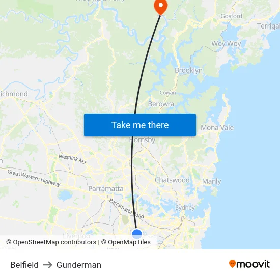 Belfield to Gunderman map