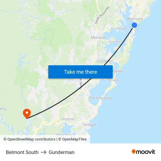 Belmont South to Gunderman map