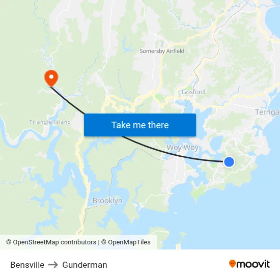 Bensville to Gunderman map