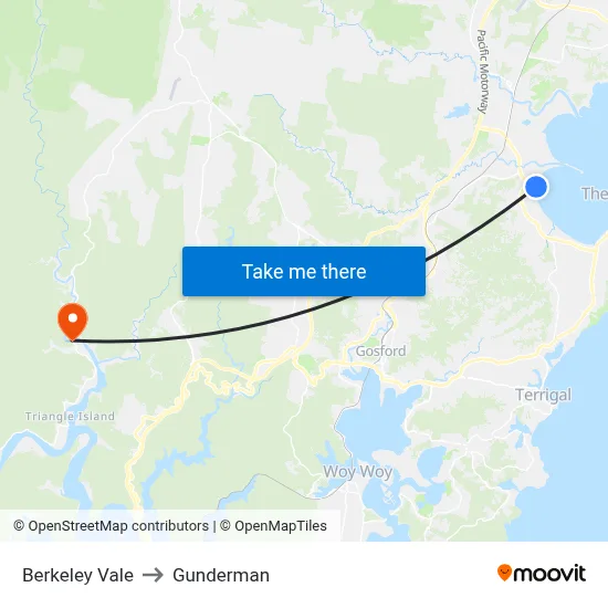 Berkeley Vale to Gunderman map