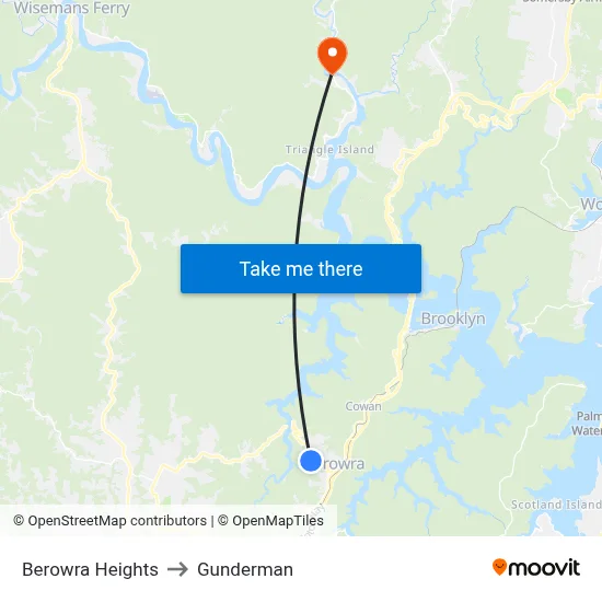 Berowra Heights to Gunderman map