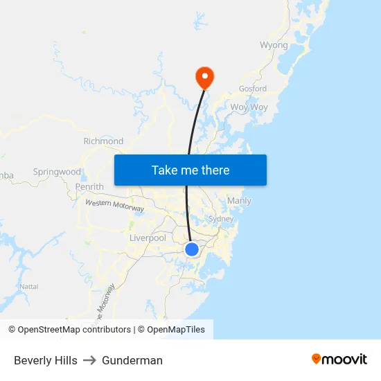 Beverly Hills to Gunderman map