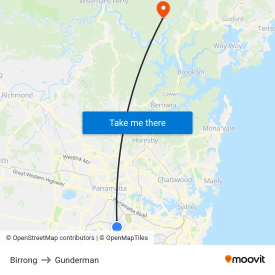 Birrong to Gunderman map