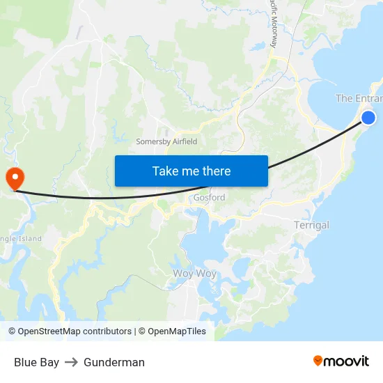Blue Bay to Gunderman map