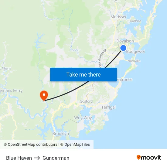 Blue Haven to Gunderman map