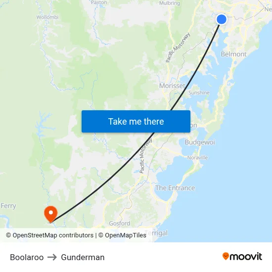 Boolaroo to Gunderman map