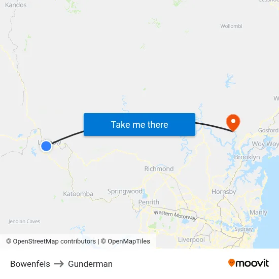 Bowenfels to Gunderman map