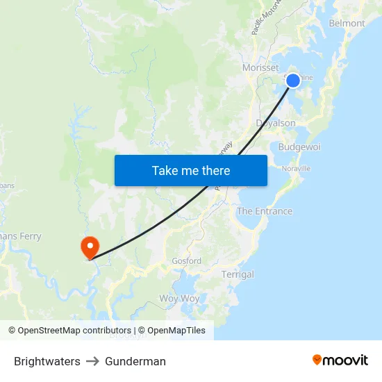 Brightwaters to Gunderman map