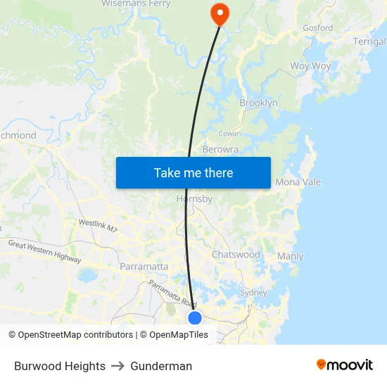 Burwood Heights to Gunderman map
