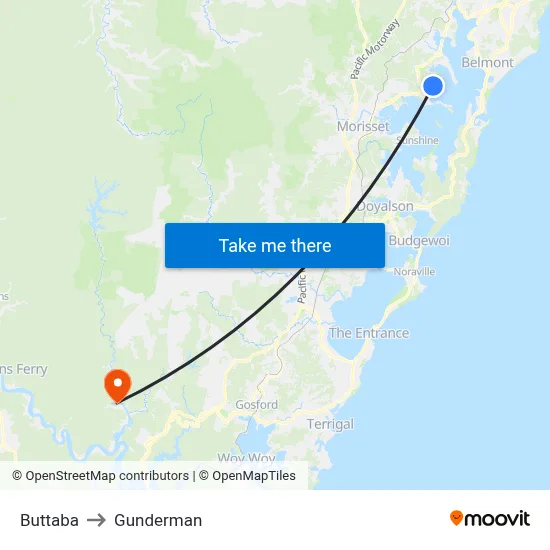 Buttaba to Gunderman map