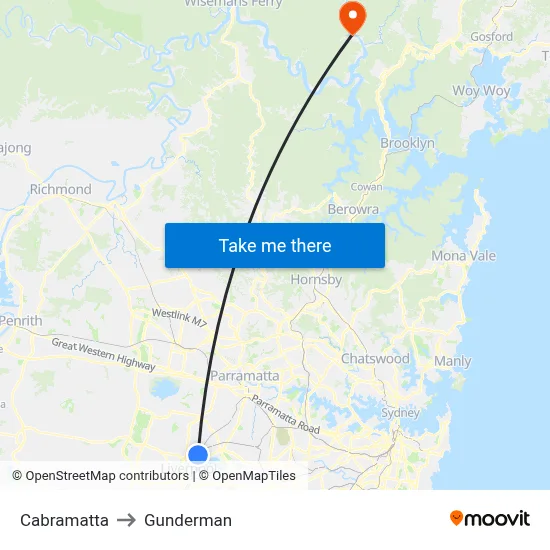 Cabramatta to Gunderman map