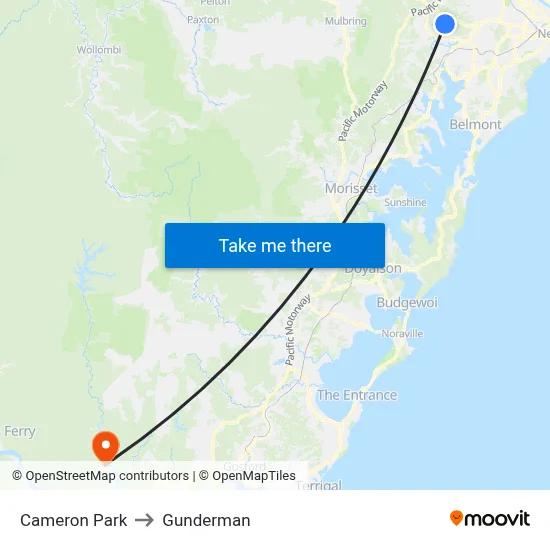 Cameron Park to Gunderman map