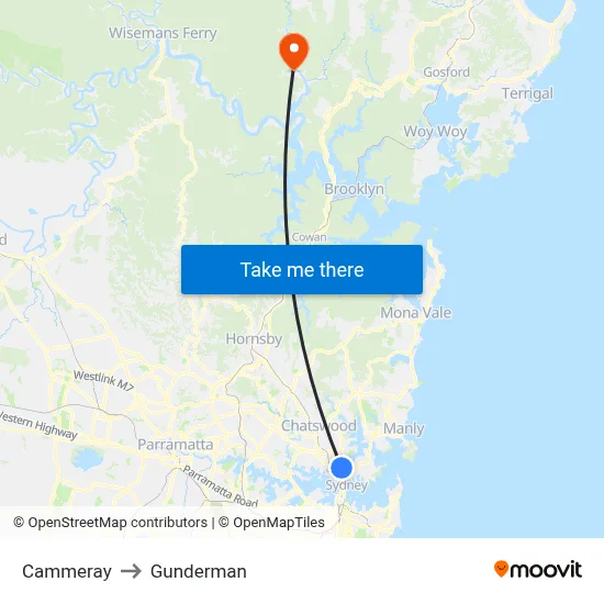 Cammeray to Gunderman map