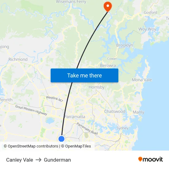 Canley Vale to Gunderman map