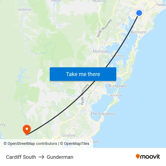 Cardiff South to Gunderman map