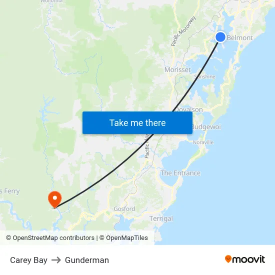 Carey Bay to Gunderman map