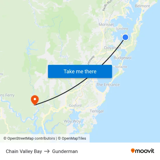 Chain Valley Bay to Gunderman map
