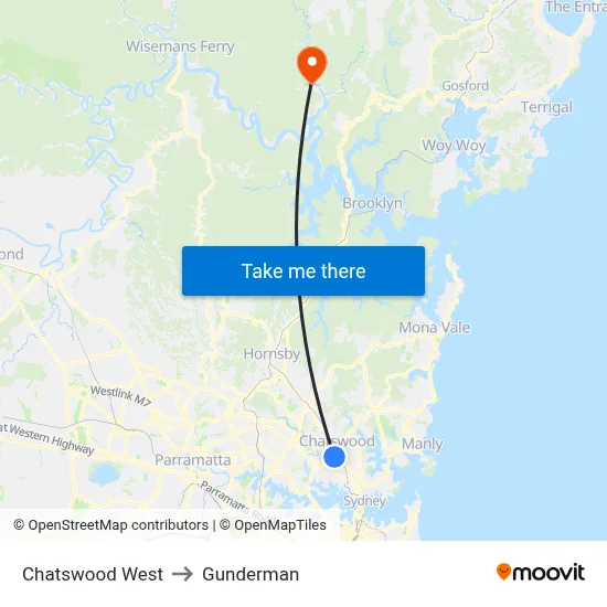 Chatswood West to Gunderman map