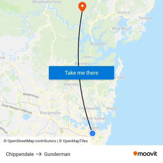 Chippendale to Gunderman map
