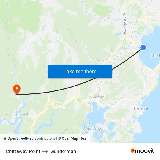 Chittaway Point to Gunderman map