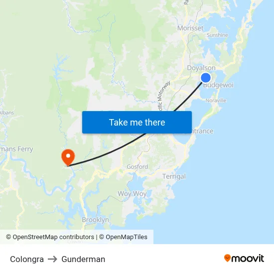 Colongra to Gunderman map