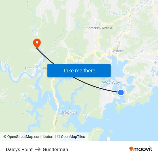 Daleys Point to Gunderman map