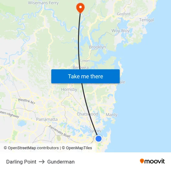 Darling Point to Gunderman map