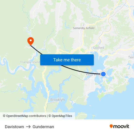 Davistown to Gunderman map