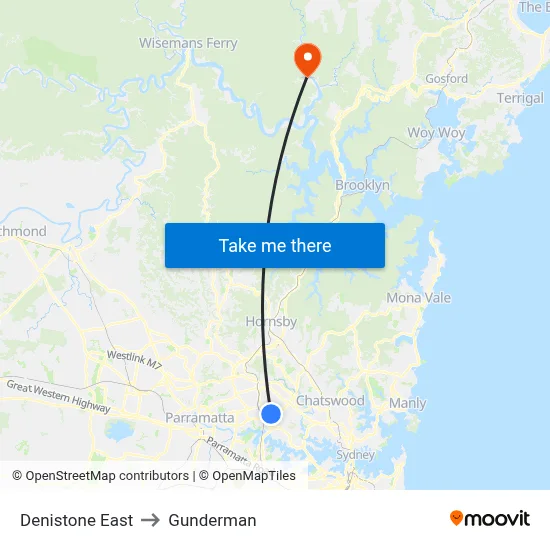 Denistone East to Gunderman map