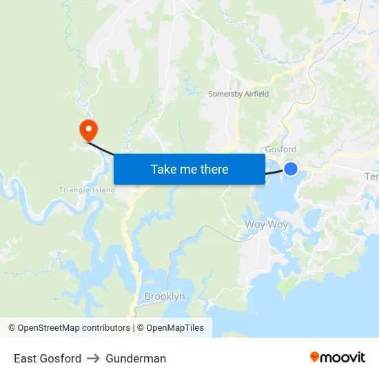 East Gosford to Gunderman map