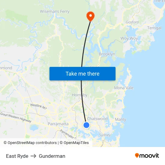 East Ryde to Gunderman map