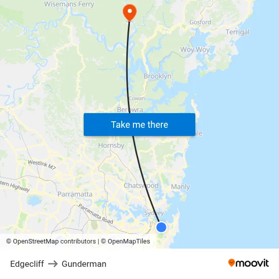 Edgecliff to Gunderman map