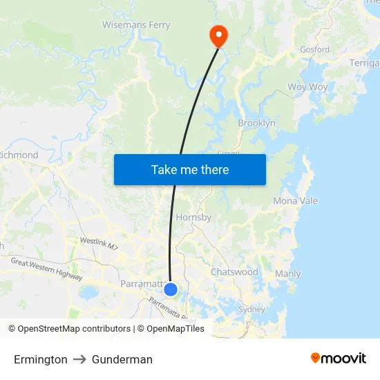 Ermington to Gunderman map