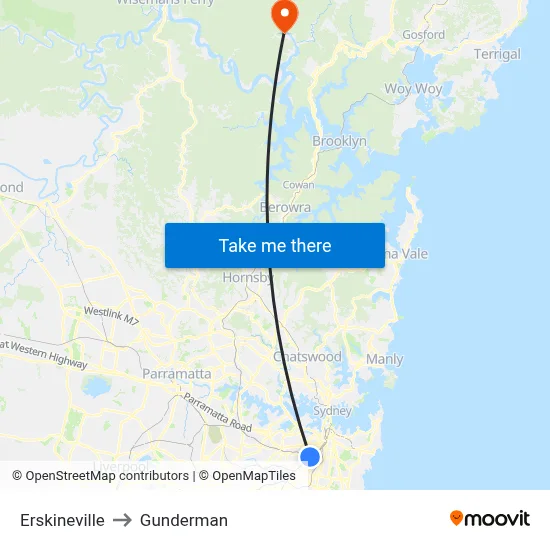 Erskineville to Gunderman map