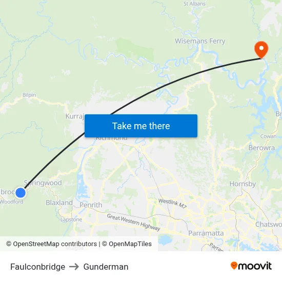 Faulconbridge to Gunderman map