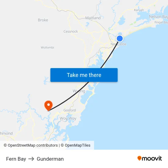 Fern Bay to Gunderman map