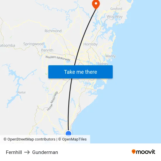Fernhill to Gunderman map